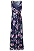 Zattcas Womens V Neck Sleeveless Empire Waist Floral Maxi Dress (XX-Large, Navy)