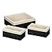 Household Essentials ML-7022 Set of Three Wicker Storage Baskets with Removable Liners | Paper Rope Black Stain