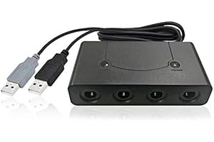 Controller Adapter for Gamecube, Wii U Gamecube Controller Adapter with Turbo and Home Buttons for Wii U, PC, Switch, 4 Port,