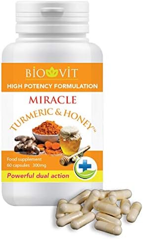 Biovit Miracle Turmeric & Honey Vitamins. 300mg Capsules, Powerful Dual Action, As seen in Press, Boost Immunity (3 Tubs (3 Month Supply))