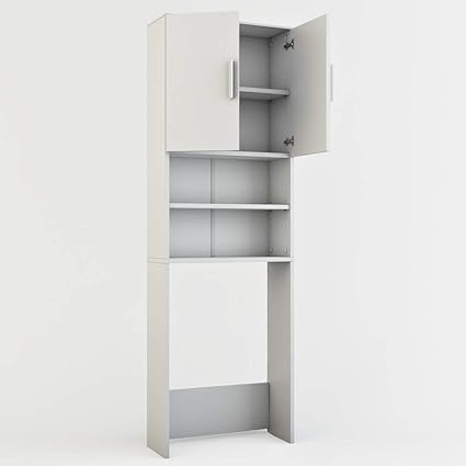 Vicco Waschmaschinenschrank 190 x 64 cm - Badregal Hochschrank Waschmaschine Bad Schrank Badezimmerschrank Überbau (Weiß)