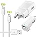 Adaptive Fast Charger for Galaxy S8/S8 Plus ( 2.0 Wall Charger+Car Charger 2.0+ 4FT/3FT Type C USB Cable Kit ) Charge for LG G6 G5 / LG V20 - White