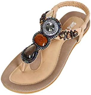 Bohemian Sandals,Boomboom 2019 Women's Bohemian Beaded Ankle Strap Sandal