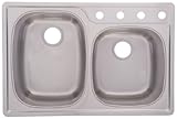 FrankeUSA OSK954-18BX Offset Double Bowl Stainless Steel 33x22in. Topmount Sink