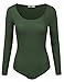 Doublju Stretchy Scoopneck Rayon & Ribbed Knit Bodysuit (Made In USA / Plus size available)
