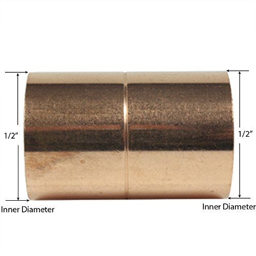 Libra Supply 3/8'', 3/8 inch, 3/8-inch Copper Pressure Coupling with Rolled Stop C x C, (Pack of 10 pcs, click in for more size options)Copper Pressure Pipe Fitting Plumbing Supply