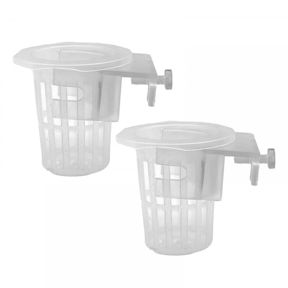 DONGKER 2pcs Hanging Aquatic Plant Holder,Aquarium Planter Cups with Hole for Aquariums Emersed Plants Decorations (round)