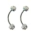 16g Tiny 4mm Crystal Ball Curved Barbell Eyebrow Ring Helix Daith Cartilage Rook Piercing (AB white 2pcs)