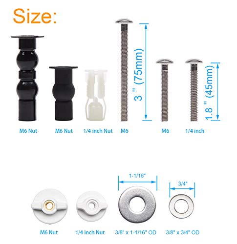 Universal Toilet Seats Screws and Bolts Metal - Toilet Seat Hinges Bolt Screw Nuts Top Mount Seat Hardware for Toilet and Toilet Seat Replacement Parts Kit(3 Various Choice - 3 Solution)