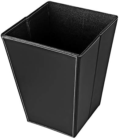 WIXYRM 12L Folding Square Waterproof Leather Dustbin Household Waste Bin - Black