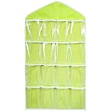 Wall Hanging Storage Bag,IEason 16Pockets Clear Hanging Bag Socks Bra Underwear Rack Hanger Storage Organizer (Green)