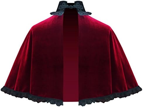 Victorian Steampunk Medieval Gothic Renaissance Theater Medieval Gothic Velvet Collar Capelet (Red)