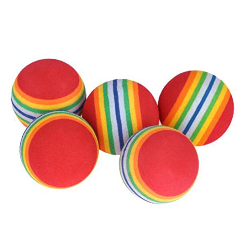 Yeefant Rainbow Stripe Foam Sponge Practice Golf Balls Swing Training Perforated Pets Toy,10Pcs/Pack