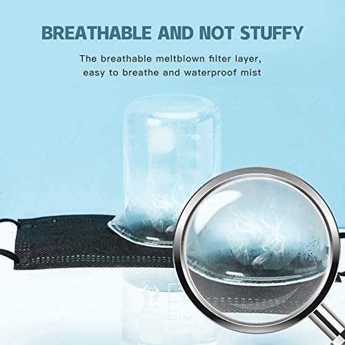 Msaaex Black Disposable Mask 4 Ply Disposable Face Masks, Mouth Cover with Adjustable Nose Wire