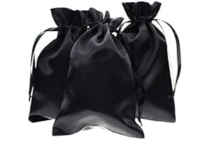 Knitial 50 Pack 4" x 6" Inch Satin Black Gift Bags, Jewelry Bags, Wedding Favor Drawstring Bags Baby Shower Christmas Gift Bags 50 per Pack