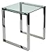 Cortesi Home Remi Contemporary Square Glass End Table with Chrome Finish, Silver