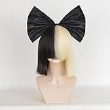 SiYi Half Blonde Black 2 Tone Short Straight Bob Wig Synthetic Full Wigs Should Length Cosplay Wigs for Women Girls