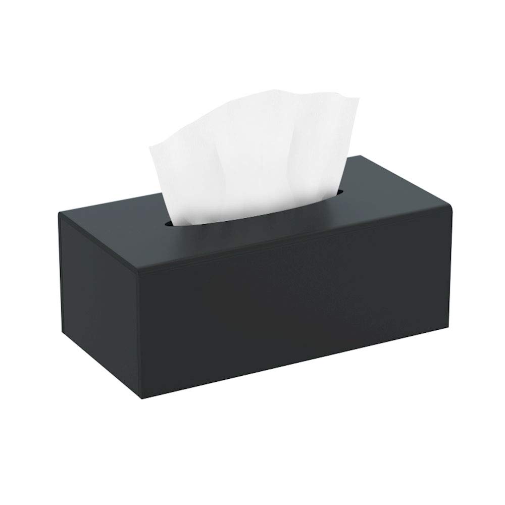 HIIMIEI Acrylic Tissue Box Cover Black Tissue Holder Napkin Dispenser for Home Office Restaurant - Black