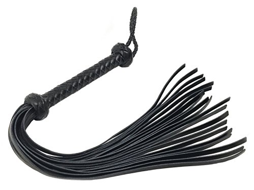 Elysium's Gate, LLC Ultra Premium Black Leather Flogger Whip 20 Tails Braided Handle Grip and Wrist Strap Horseback Riding