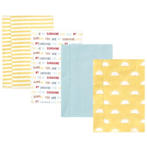 Hudson Baby Unisex Baby Cotton Flannel Burp Cloths, My Sunshine 4 Pack, One Size