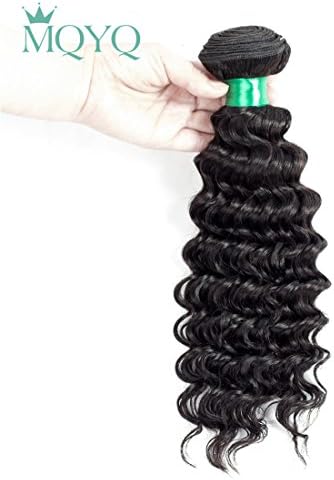 MQYQ Hair 16inch Brazilian Virgin Hair Deep Wave Hair Extensions 9A Grade Unprocessed Human Hair Wave Natural Color Can Be Dyed and Bleached