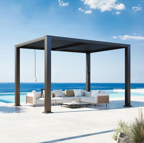 Aoxun Motorized Louvered Pergola 9x12 with Fan, LED Lights & Power Strip image 30