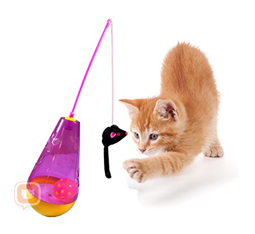 Purrfect Feline Wacky Tumbler - Premium Interactive Cat Toy, Tumbler, Swatter Wand Game, Twitch & Flee, Exerciser, Teaser, Safe, Active Healthy Lifestyle, Suitable for Multiple Cats