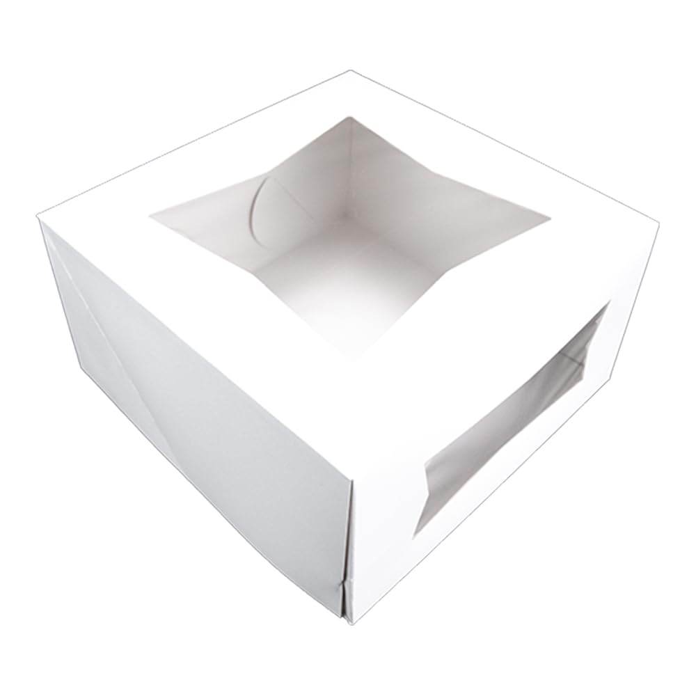 Southern Champion Tray 24453 White Window Bakery Box, Cake Carrier, Treat Box, Dessert Box, Wedding Cake Box, 10" x 10" x 5", Case of 100 Image
