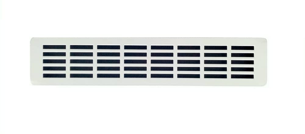 DEMLOU – White Aluminium Air Vent Grille – Powder Coated Plinth Heat Vent for Kitchen Cabinet or Drawer – Slim Skirting Vent Cover - RAL 9016 White - 33 x 7 cm. — image 1