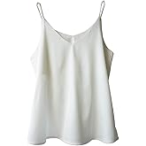 Wantschun Womens Silk Satin Camisole Cami Plain Strappy Vest Top T-Shirt Blouse Tank Shirt V-Neck Spaghetti Strap XS-4X