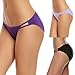 Ekouaer Brief Panties Womens Full Coverage Side String Bikini Hispter,Black/Purple/Light Purple (3 Pack),X-Large