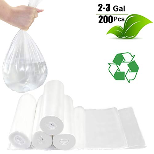 Homsolver Trash Bags, Garbage Bags 4 Gallon Large Tall Kitchen Drawstring Strong Multipurpose White Bags for Trash Can Garbage Bin (200 Pcs) - Thumbnail 7