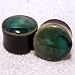 Pair - Peacock Green Glass Essential Oil Ear Plugs Organic Handmade Ceramic Double-Flared Body Jewelry