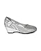 Little Angel BA60 Girls Glitter Round Toe Bow Kiddie Heel Wedge Sandal Pumps Dress Shoes
