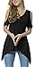 Mounblun Women Plus Size Solid Basic Flowy Tank Tops Summer Short Sleeve Tunic Black XL
