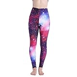 YEYELE Women's Galaxy Star Printed Super Soft Spandex Breathable Plus Size High Waist Leggings