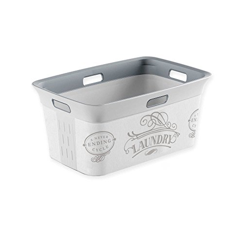 Laundry a Never Ending Cycle" Plastic Laundry Basket in Grey (1, Grey