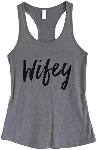 The Bold Banana Women's Wifey Text Racerback Tank Top - L - Heather Grey