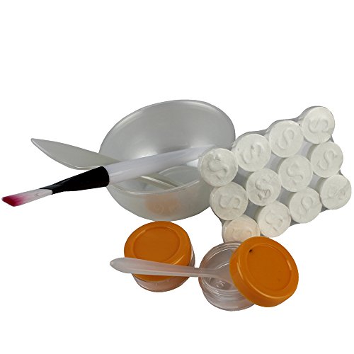 Popfeel DIY Mask Essentials,Mixing Bowl with Cosmetic Spatula,Face Treatment Brush,Pack of 12 Compressed Paper,1 Pair Mini Sample Jars with Lids - Thumbnail 3