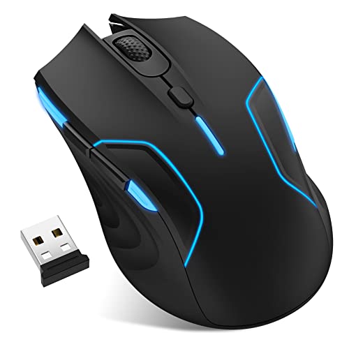 Wireless Gaming Mouse,RGB Wireless Mouse with 6Level 10,000 DPI,400Hr