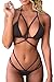 ESONLAR Women's Sexy Braid Halter Cutout Brazilian 2PCS Bikini Sets Swimsuit