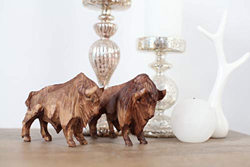 Bison Vintage Wooden Animal Toy Office Decor Wooden figure Vintage Wooden statue decorative Wooden Statue Carved Vintage sculpture Handturned gift FBA AF1
