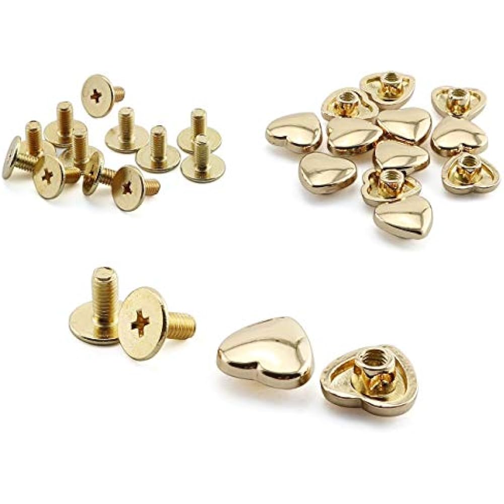 12pcs Small Metal Heart Shape Decoration Screwback Stud Rivets For Belt