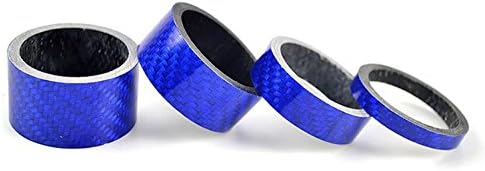 CCYY BIKE Cycle Bicycle Colorful Carbon Fibre Handle Bar Headset Spacers Kit Set Gloss 1 1/8" 5mm 10mm 15mm 20mm (Blue)