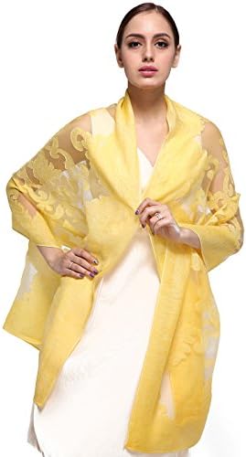 Yueying Printing Silk Scarf Fashion Scarves Long Lightweight Sheer Neck Chiffon Scarf (yellow)