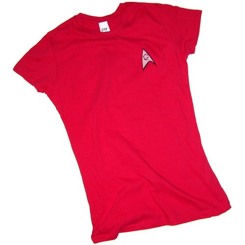 Star Trek (The Original Series) Engineering & Security Red Uniform Crop Sleeve Fitted Juniors T-Shirt, X-Large - Thumbnail 2