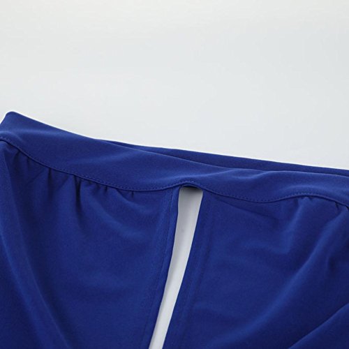 Minisoya Women Cut Out Off Shoulder Strapless Romper Playsuit Casual Solid Backless Wide Leg Jumpsuit Pants Clubwear (Blue, M)
