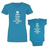 We Match! Keep Calm Mommy's First Mother's Day Ladies V-Neck T-Shirt & Bodysuit