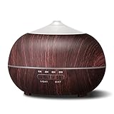 Arova 400ml Aromatherapy Essential Oil Diffuser - Portable Ultrasonic Diffuser Cool Mist Air Humidifier-Timer Setting,Color Changing LED Lights,Auto Shut-off for Yoga Spa Office Home-Black Wood Grain