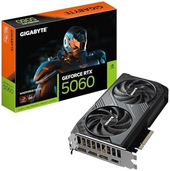 GIGABYTE GeForce RTX 5060 WINDFORCE OC 8G Graphics Card, 8GB 128-bit GDDR7, PCIe 5.0, WINDFORCE Cooling System, GV-N5060WF2OC-8GD Video Card